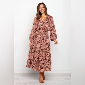 Petal & Pup Hyde Maxi Ruffled Tiered Long Sleeve Dress in Terracotta 8 NWOT